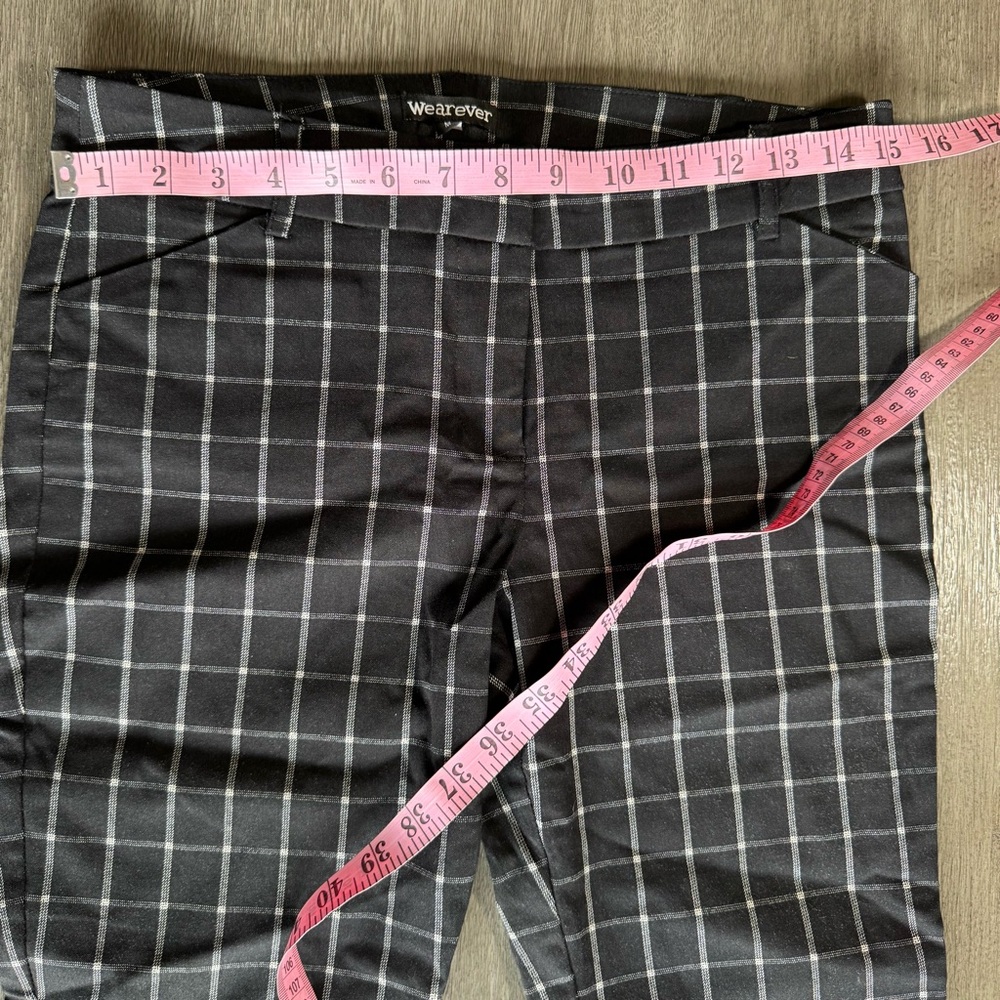 Black And White Gingham Skinny Pants Cuffs M - Picture 7 of 9